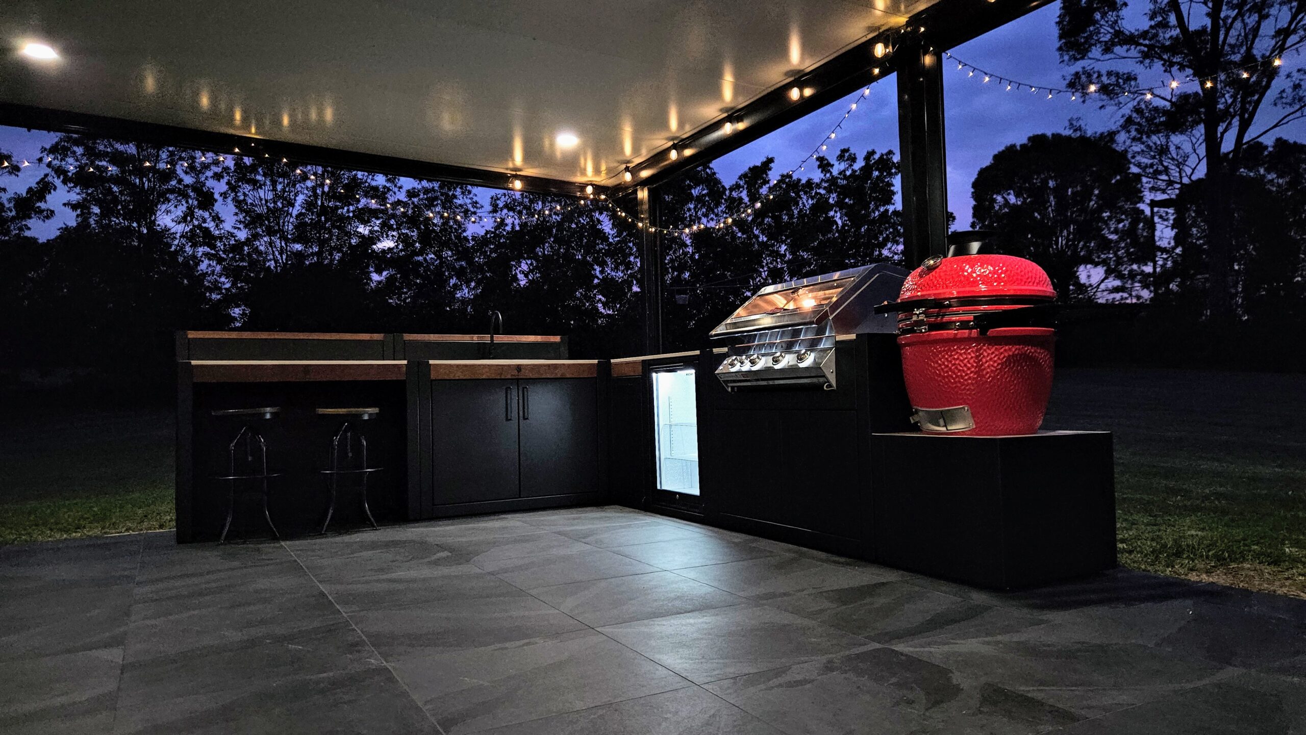 Outdoor kitchen setup with grill