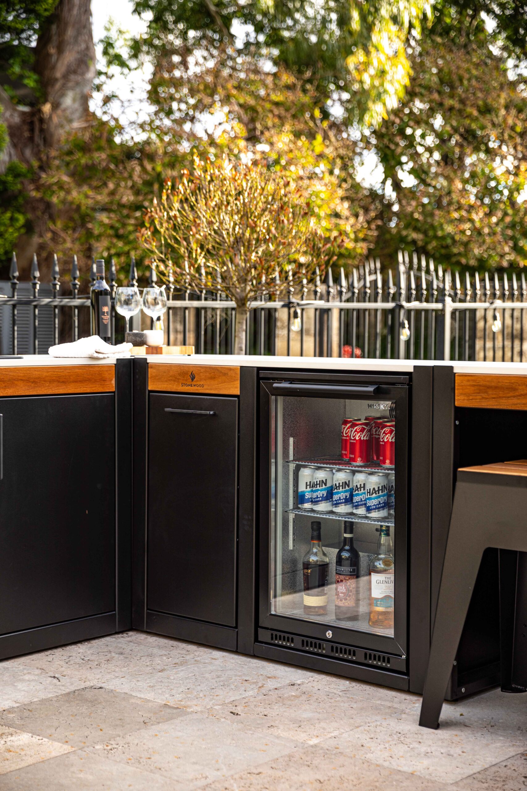 Stonewood Outdoor Kitchen Randwick project - husky outdoor fridge