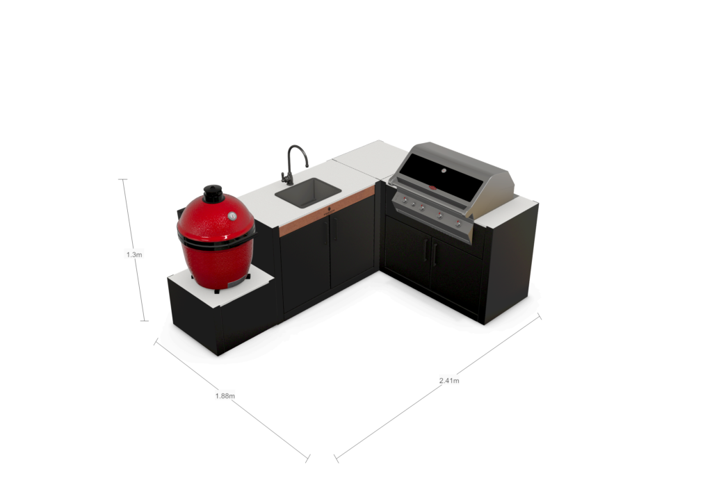 High-quality render of an outdoor kitchen