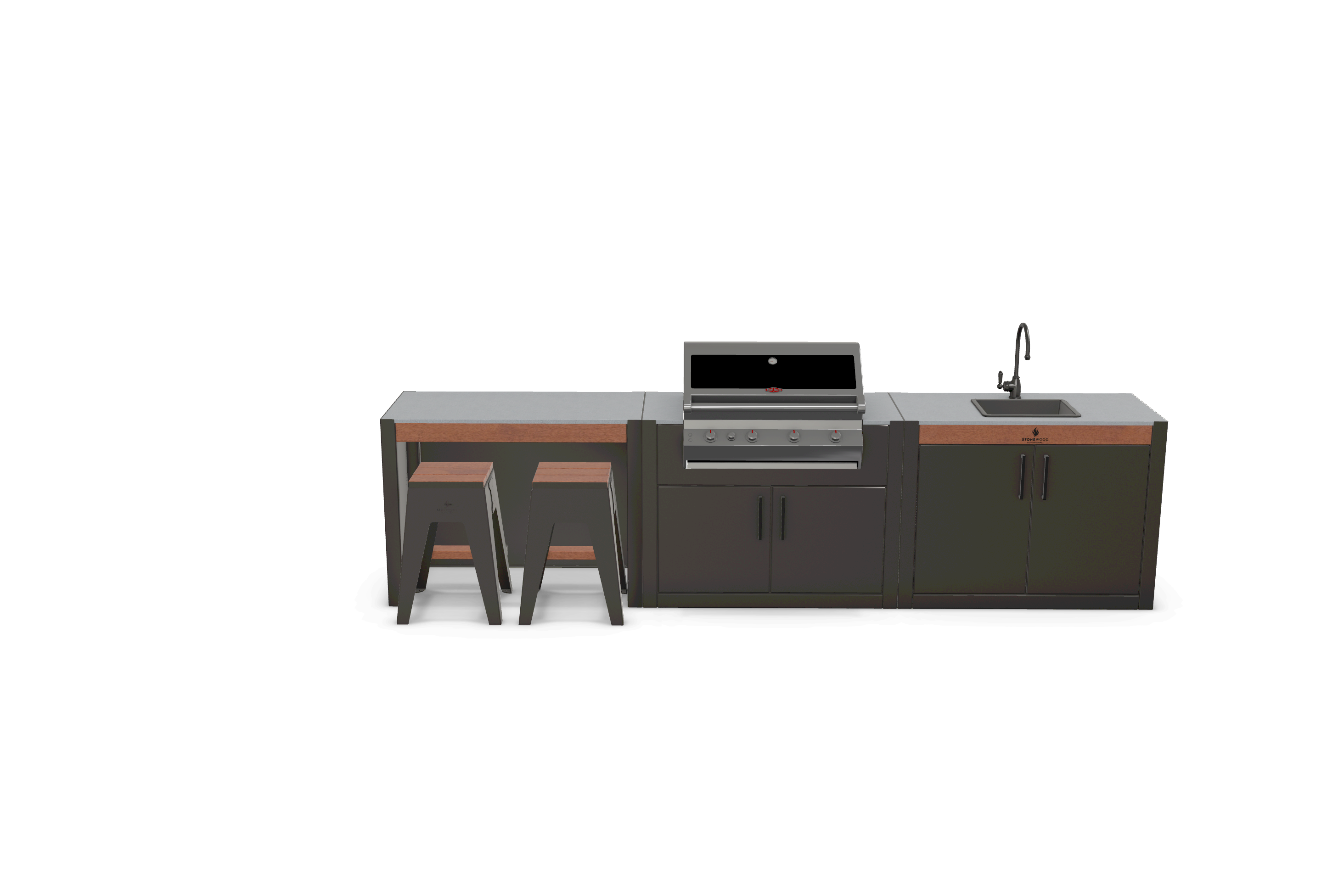 Single wall kitchen bar layout render