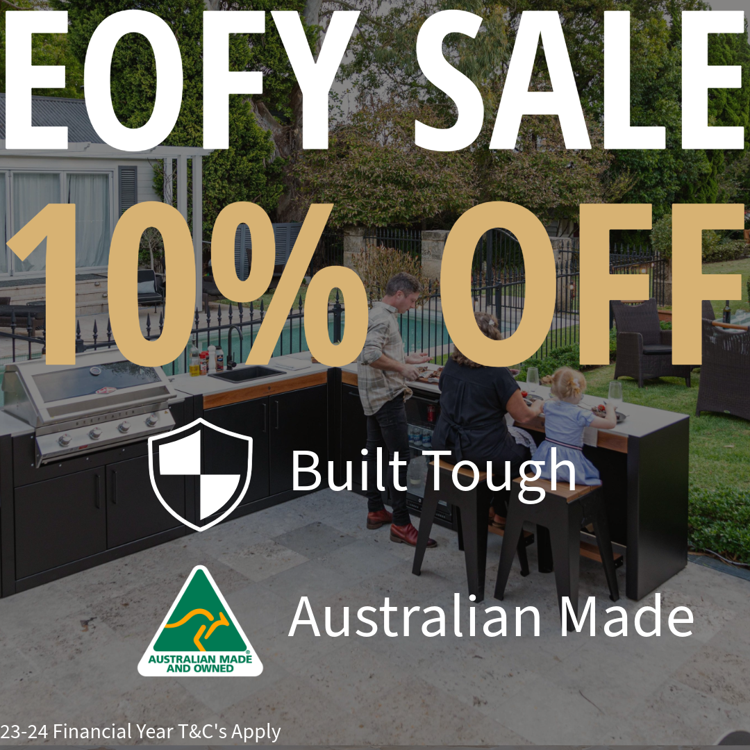 Sale promotion for outdoor BBQ setups.